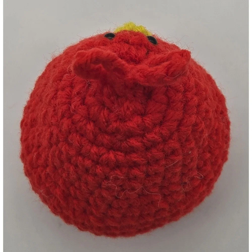 Handmade Mini Crochet Red Quirky Bird 4x3 Acrylic Yarn Figurine Cute Collectible